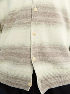 Strikket cardigan i bomuldssilke med gradient stribemønster i limegrå stribet
