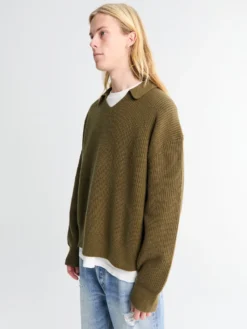 Strikket Polo med Åben Hals