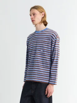Stripe Longsleeve Pocket T-shirt i Blå