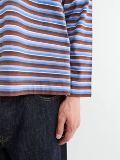 Stripe Longsleeve Pocket T-shirt i Blå