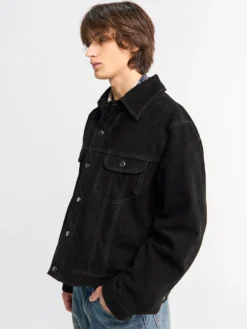 Studio Nicholson x Aaron Levine Suede Trucker Jakke i Sort