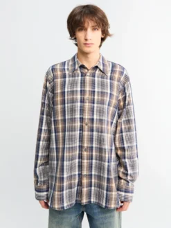 Studio Nicholson x Aaron Levine View Skjorte i Navy og Oatmeal