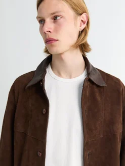Suede Skjorte i Mørkebrun
