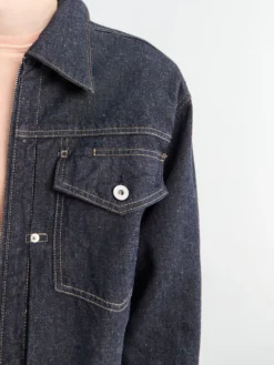 Svendborg Broken Twill Cotton Linen Denim Jacket i Indigo