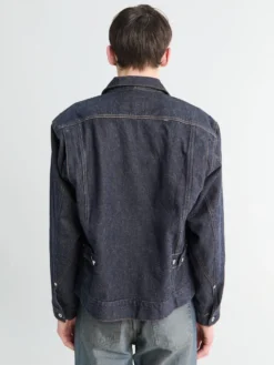 Svendborg Broken Twill Cotton Linen Denim Jacket i Indigo