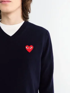Sweater Red Emblem Knit i Navy