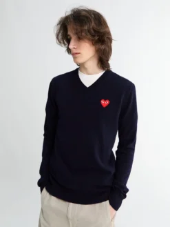 Sweater Red Emblem Knit i Navy