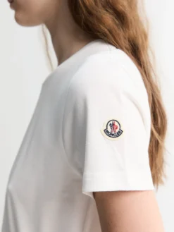 T-shirt med logomærke i bomuldsjersey i råhvid