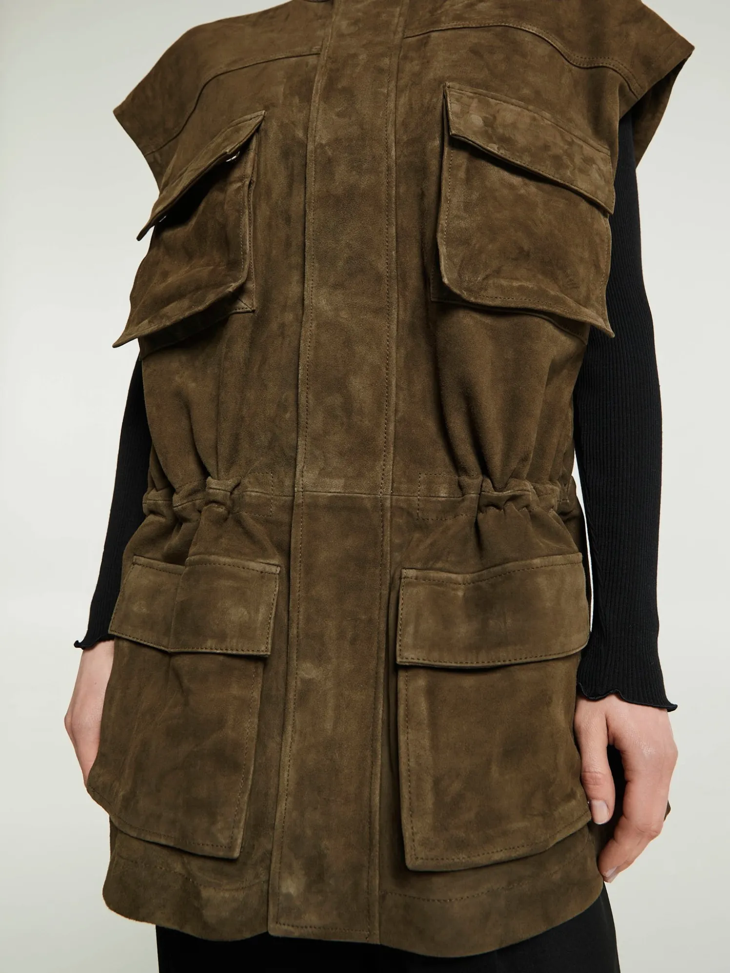 Turin Suede Cargo Jakke i Khaki