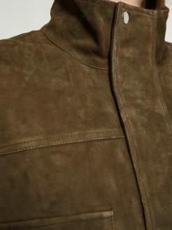 Turin Suede Cargo Jakke i Khaki