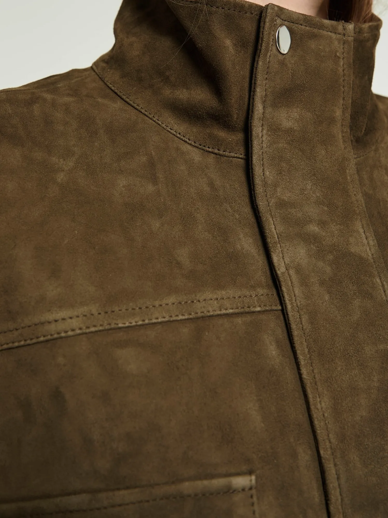 Turin Suede Cargo Jakke i Khaki