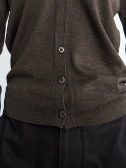 Twisted V Neck Cardigan i Dark Cacao