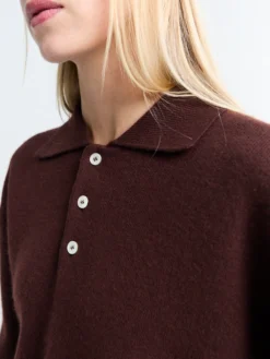 Unisex Cashmere Collared Sweater i Brun