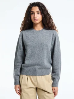 Unisex Cashmere Crewneck Sweater i Melange Grey