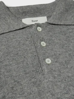 Unisex Cashmere Striktrøje med Krave i Meleret Grå