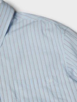 Unisex Oversized Striped Skjorte i Sky Blue Stripe