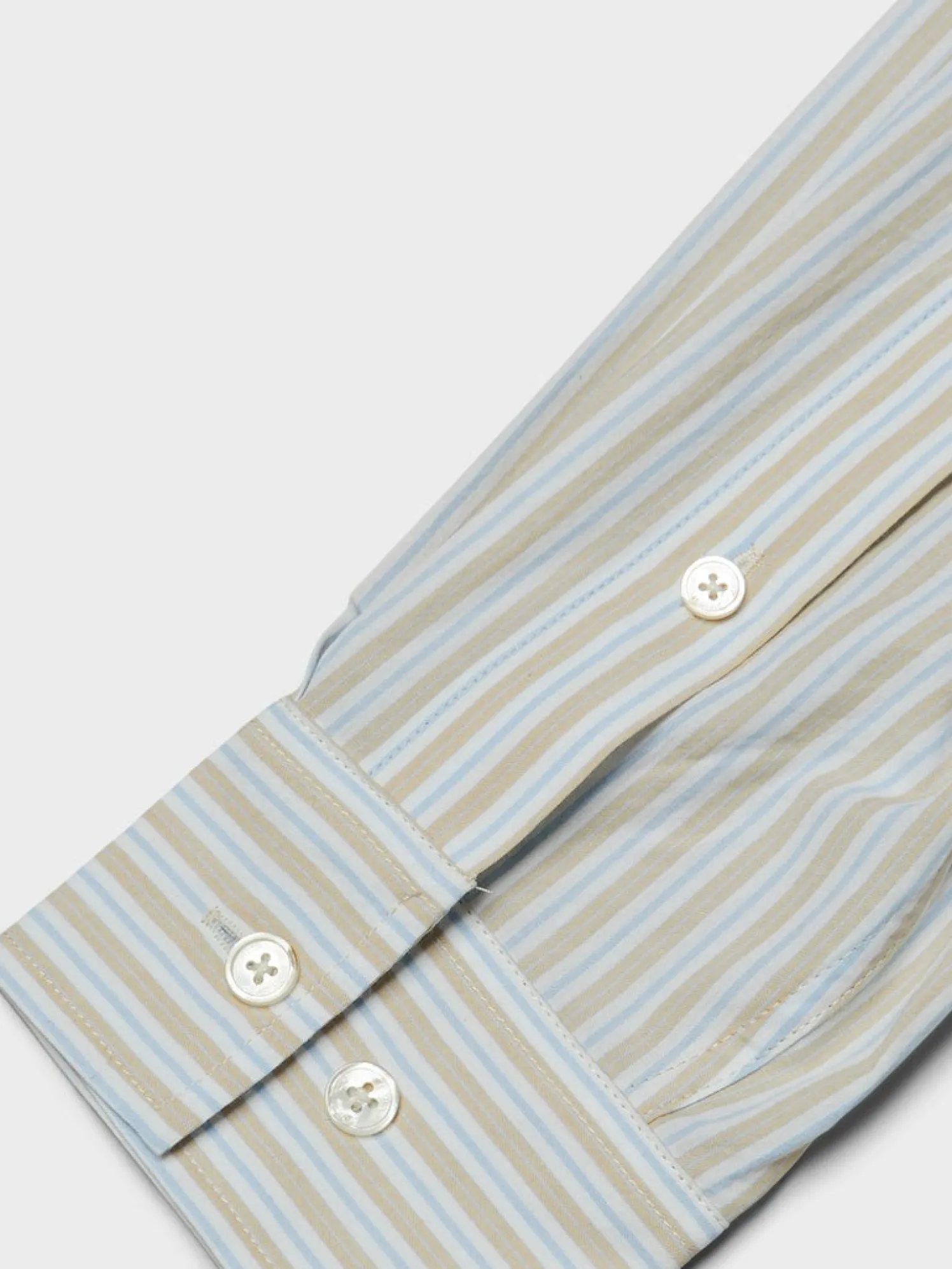 Unisex Oversized Striped Skjorte i Beige Stripe