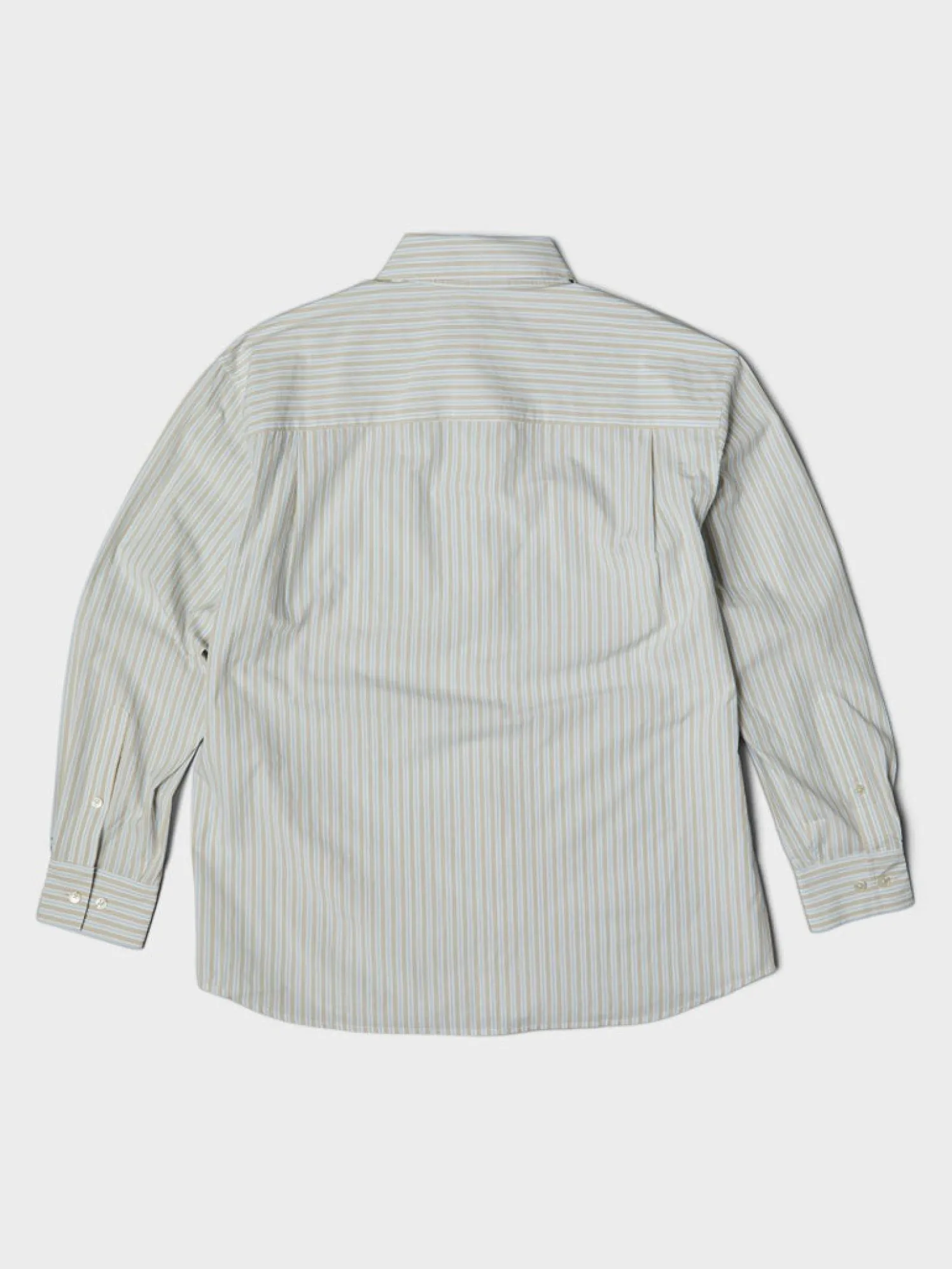 Unisex Oversized Striped Skjorte i Beige Stripe