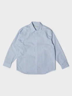 Unisex Uformel Skjorte i Blå Brun Stribe