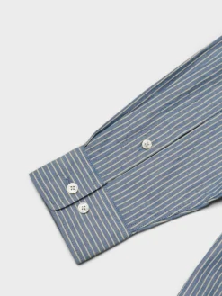 Unisex 2-Way Oversized Striped Skjorte i Blue Stripe