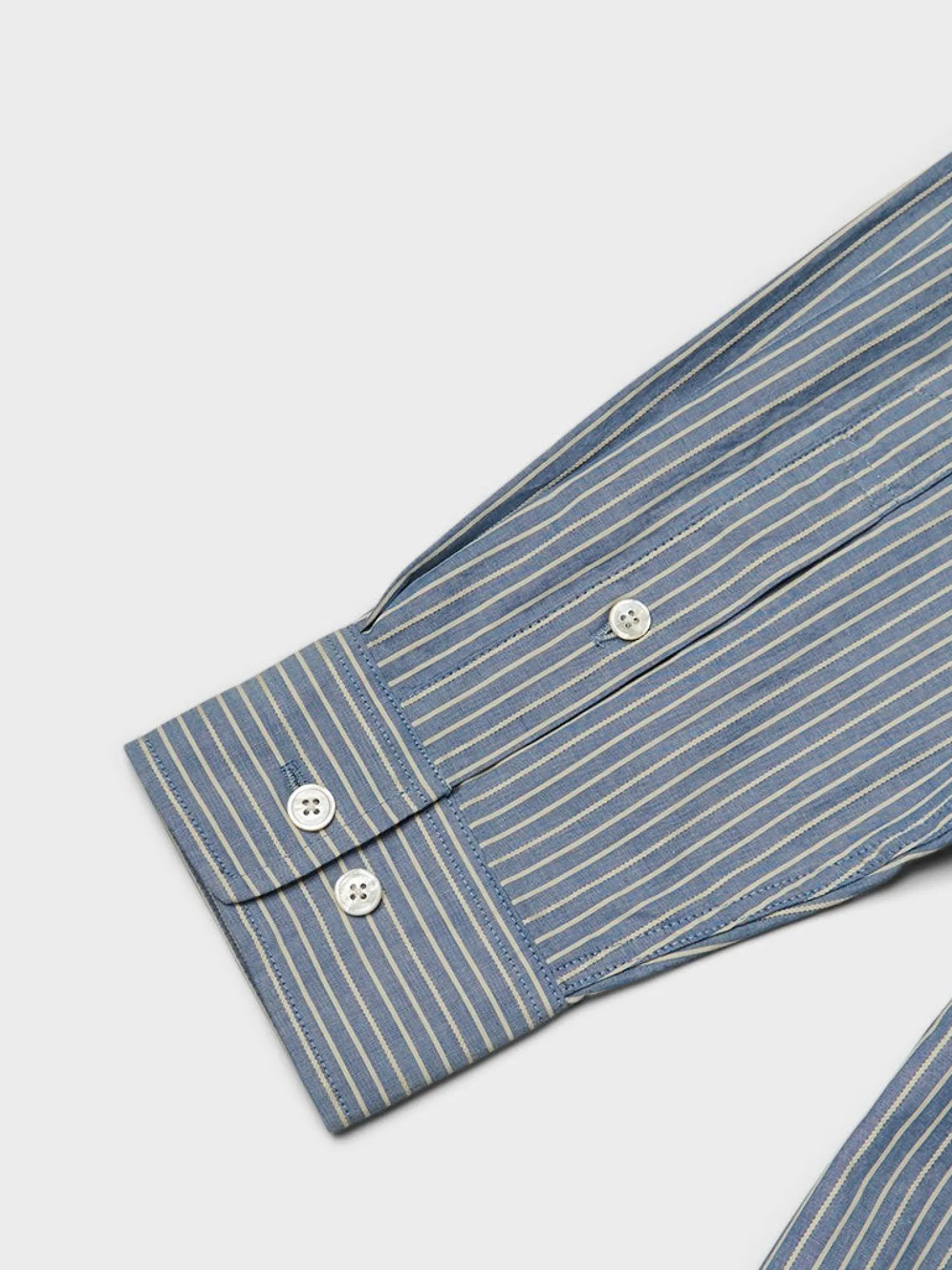Unisex 2-Way Oversized Striped Skjorte i Blue Stripe