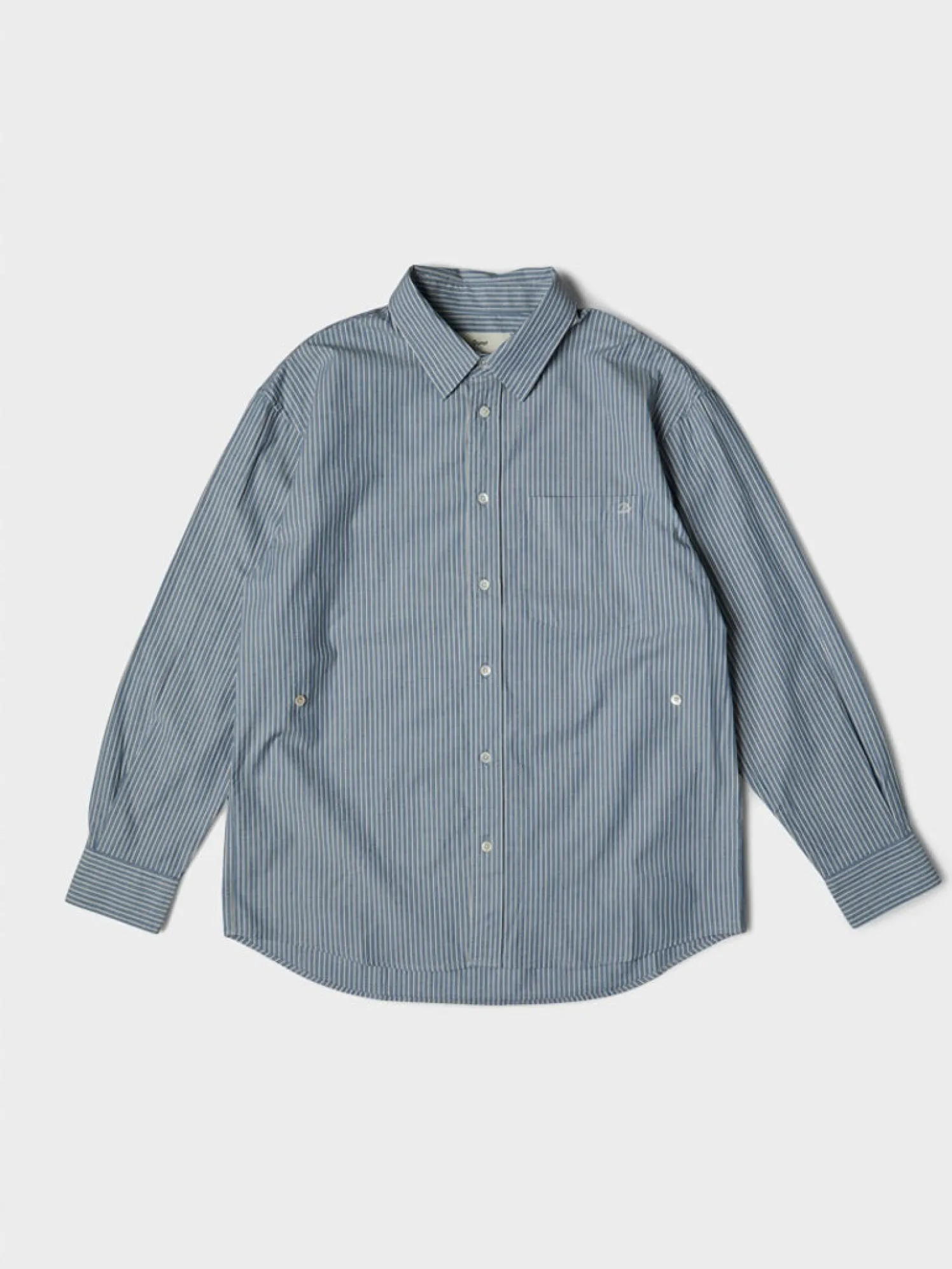 Unisex 2-Way Oversized Striped Skjorte i Blue Stripe