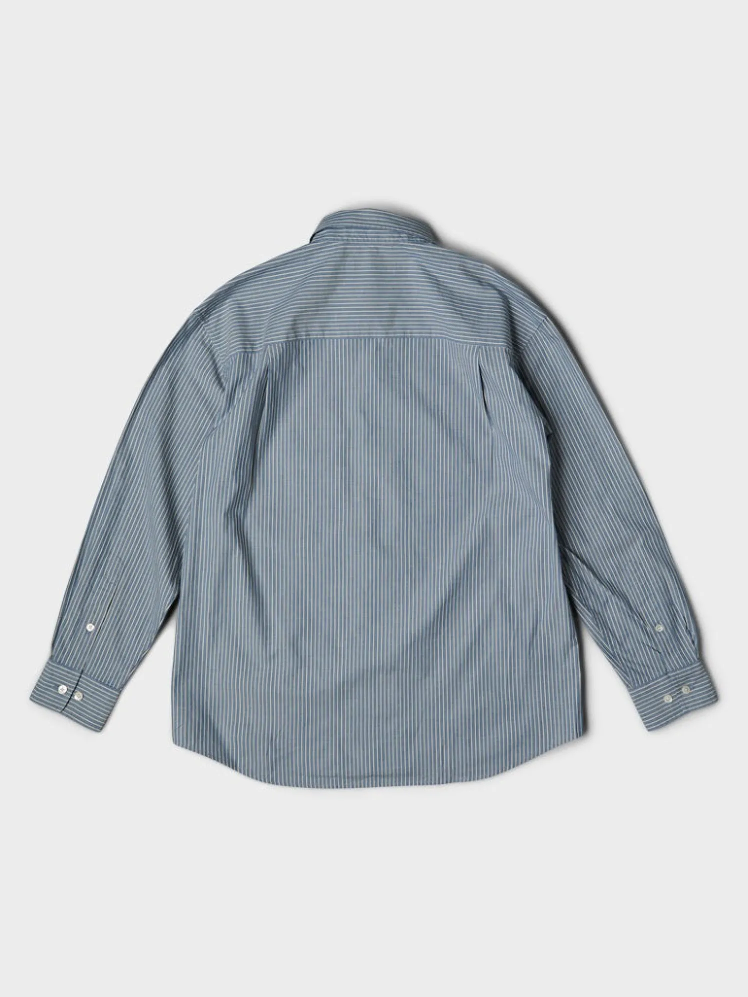 Unisex 2-Way Oversized Striped Skjorte i Blue Stripe