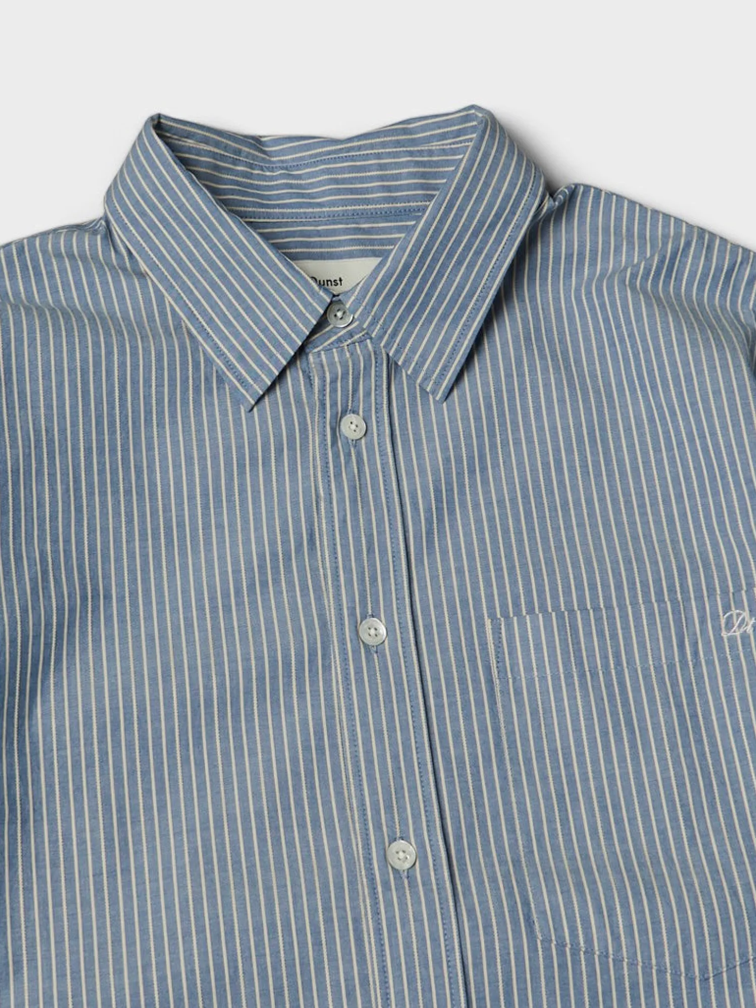 Unisex 2-Way Oversized Striped Skjorte i Blue Stripe