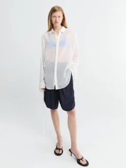 Verlin Sheer Chiffon Tie Cuff Shirt i Hvid