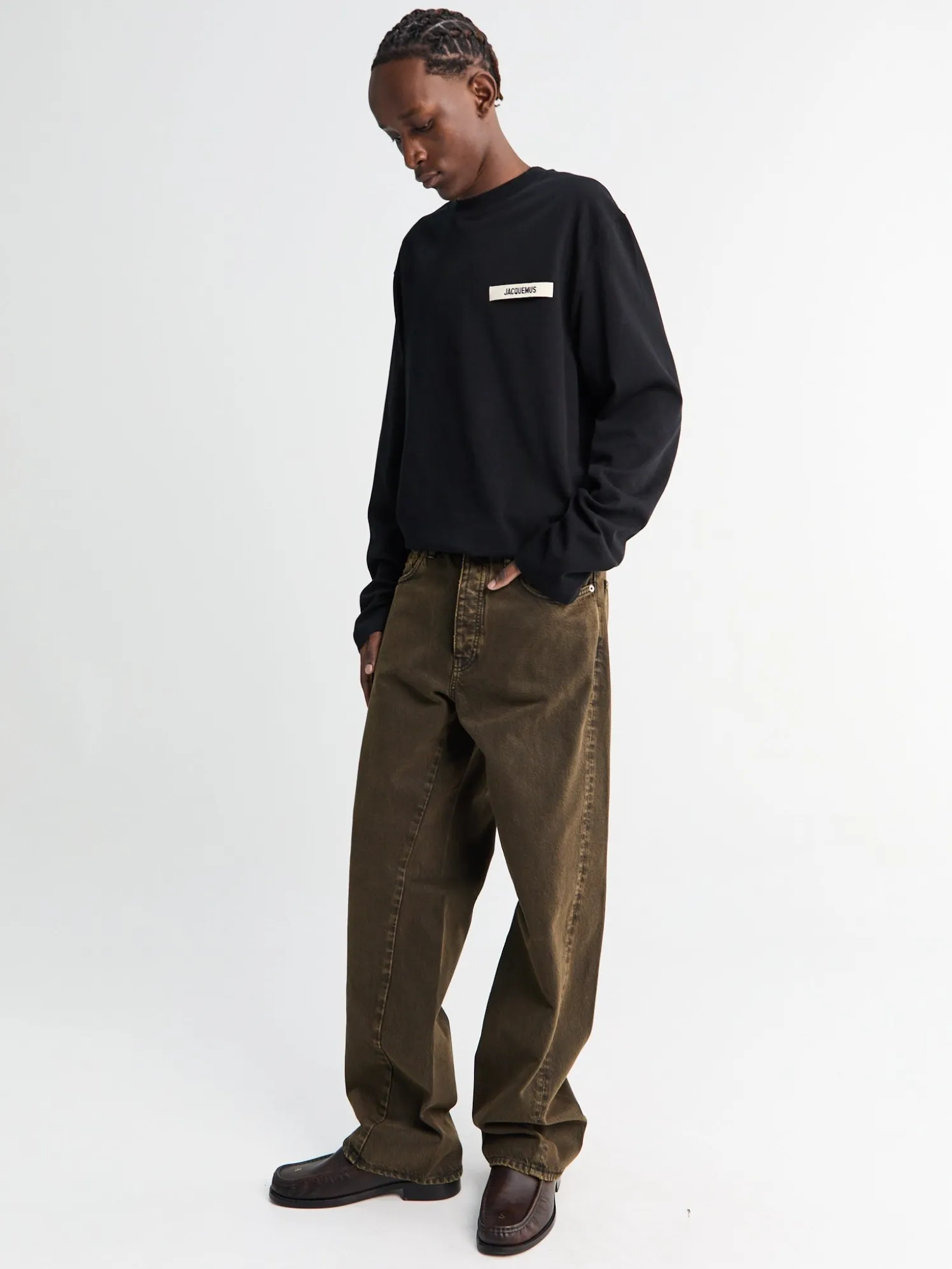 Wide Twist Jeans i Overdyed Black Khaki