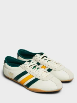 W' Tokyo Sneakers in Cream White, Collegiate Green and Gum